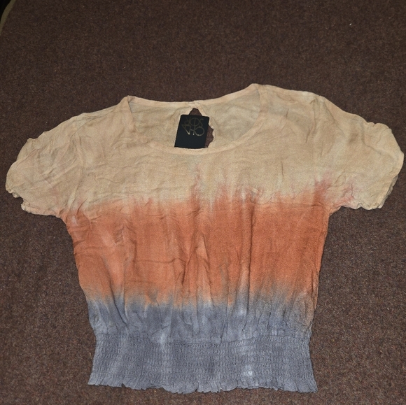 Chaser Tops - New! Chaser Smock Crop Shirt Ombre Purple Pink Lighy Pink Size XS